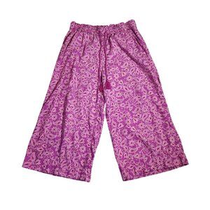Knox Rose Womens Paisley Print PInk Wide-Leg Pants Cotton Blend Womens Size Xl
